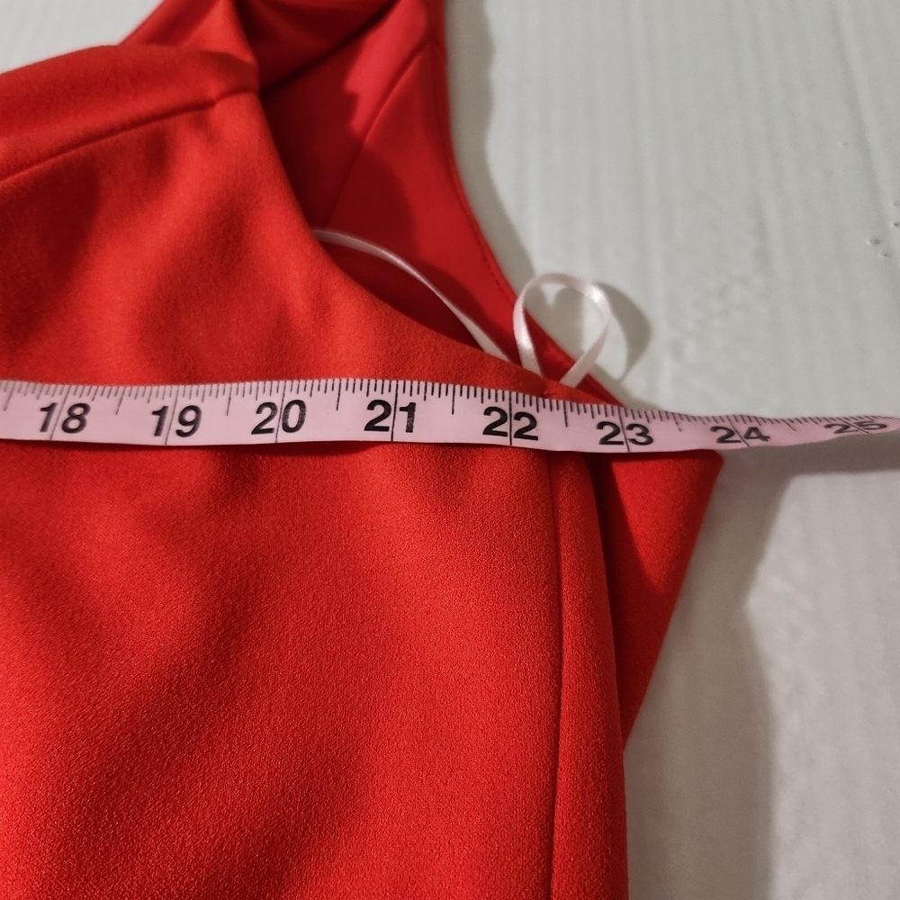 ABS Allen Schwartz Dress Gown Evening Red Deep V-Neck Knit Sleeveless Plus 24 - Picture 10 of 14